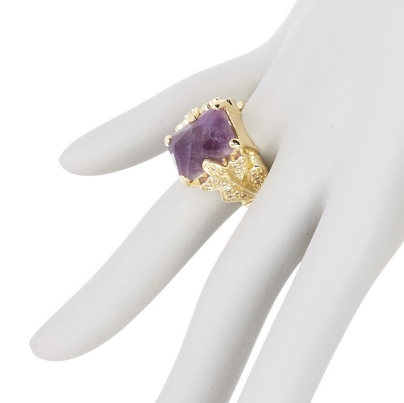 🎁NWT: Gold & Amethyst Tulip Ring - Picture 3 of 4